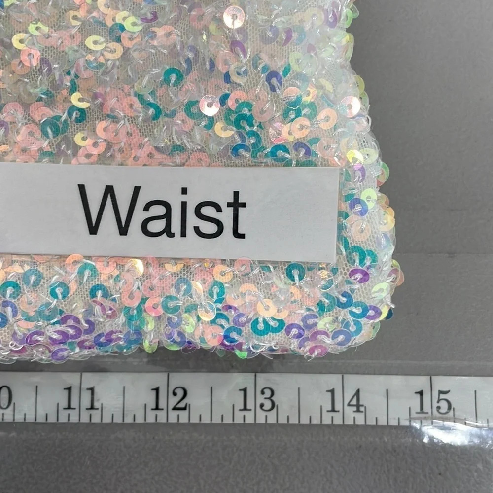 Mable Dress NWT Mini Sequin Sleeveless Scoop Neck Off White Pink Size Medium M - Picture 14 of 15